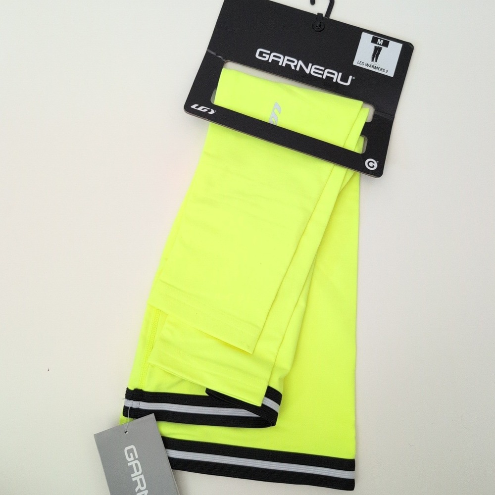 Louis Garneau Leg Warmers 2 Neon Yellow Cycling Sleeves 1083113 Mens Medium NEW